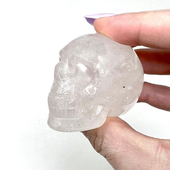 Clear Quartz Skull Carving Natural Stone Healing Crystal Rock NEW - Picture 6 of 10
